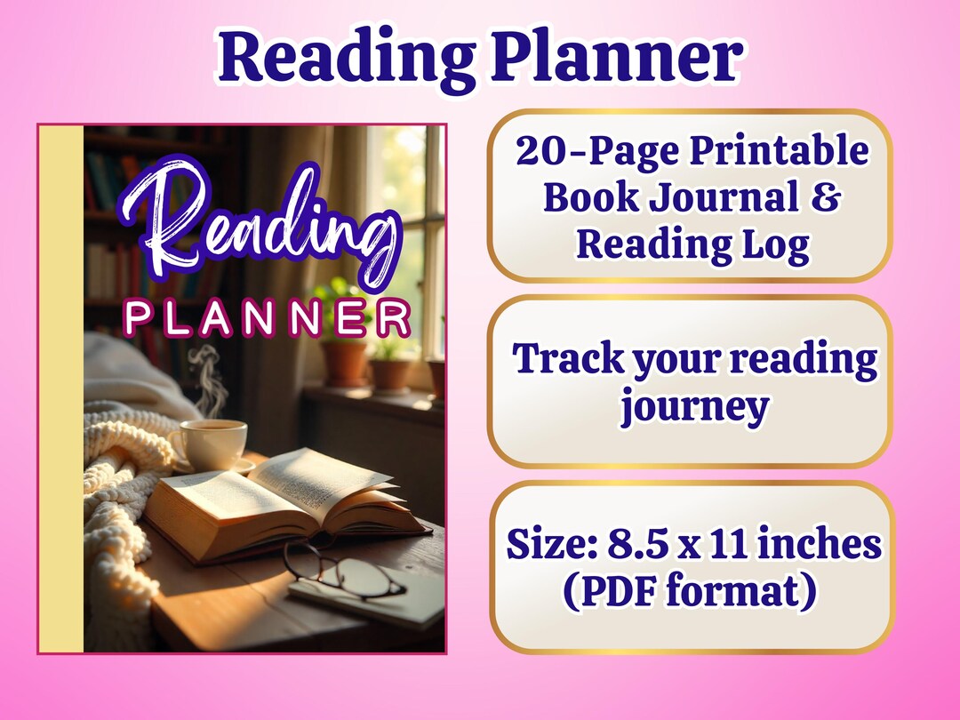Reading Planner PDF | 20-page Printable Book Journal & Reading Log ...