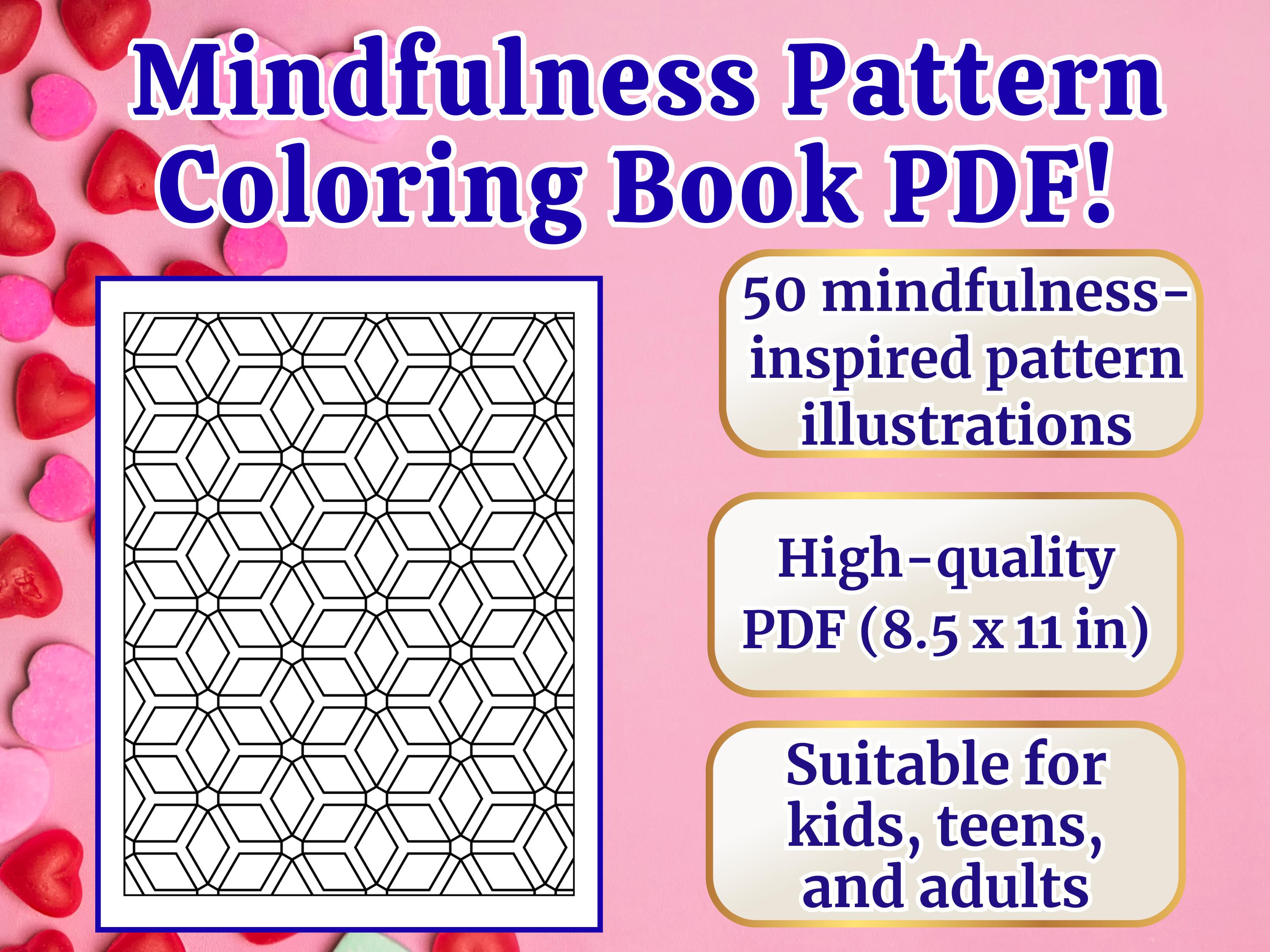 Midnfulness Pattern Drawing Mindfulness Pattern Coloring Book PDF | 50 Relaxing Stress Relief ...