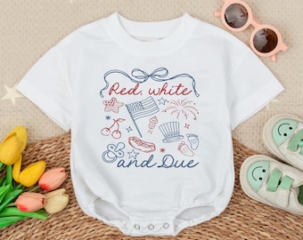 Comfort colors red white and due Baby Romper, American Baby bodysuit, 4th Of July Baby Outfit, Summer Outfit, Newborn Gift Keepsake