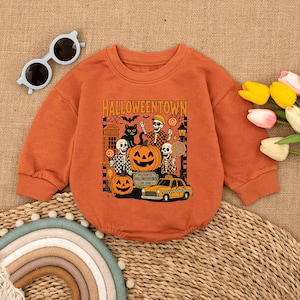 Pumpkin Cherries Autumn Girly Baby Romper, Personalized Halloween Pumpkin Baby Bodysuit, Fall pumpkin Outfit, Pumpkin Cheeries Coquette Gift