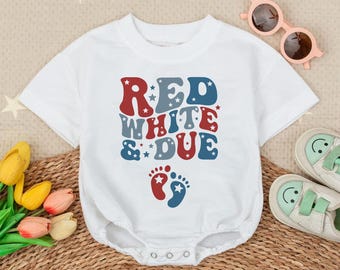 Red white and due Baby Romper, American Baby bodysuit, 4th Of July Baby Outfit, Summer Outfit, Newborn Gift Keepsake, Pregnancy reveal
