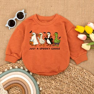 Just a Spooky Goose Baby Romper, Pumpkin, Halloween Theme Baby Bodysuit, Fall Spooky Baby Clothes, Custom Spooky Season Outfit Gift