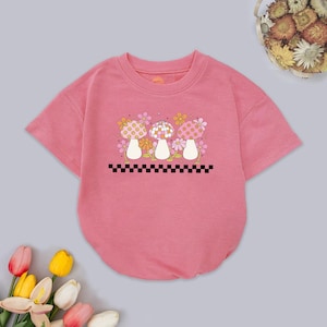 Cute Mushroom Baby Romper, Groovy Trendy Baby Outfit, Sticker Design, Baby Shower Gift, Newborn Baby Girl, Cute Birthday Baby Romper
