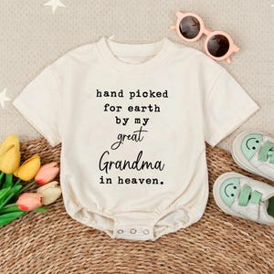 Custom Hand Picked For Earth By My Great Grandma In Heaven Baby bodysuit, Baby Shower Gift, Baby Shower Gift, Grand Baby Bodysuit, Cute Gift