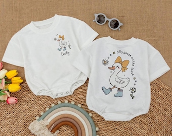 Silly Goose On The Lose Baby Bubble Romper, Custom Name Baby Bodysuit, Birthday Baby Gift, 1st Birthday,  Bubble Romper, short Sleeves