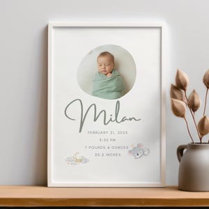 Personalized Birth Stats Poster: Minimalist Nursery Art (Digital Download PDF)