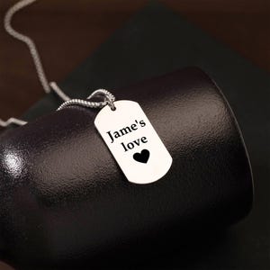 Collar con placa de identificación personalizada, collar con foto conmemorativa con letra grabada, collar con nombre del padre, regalo de aniversario para él, regalo de Navidad.