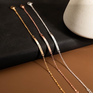 Engraved Bar Bracelet,Men&#39;s Name Bracelets,Personalize Initial Bracelet,Men&#39;s Identification Bracelet,Gifts for Husband Boyfriend Dad