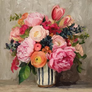 Custom Bridal Bouquet Oil Painting On Canvas, Wedding Bouquet Fine Art, Flower Painting Portrait From Photo, Personalized Mother's Day Gifts