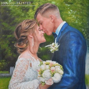 Custom wedding painting, custom portrait from photo, anniversary gift, couple portrait, wedding engagement gift, photo to painting
