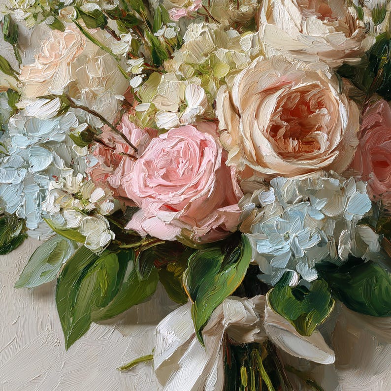 Custom Flower Oil Painting From Photo Wedding Bouquet Portrait On Canvas Personalized Anniversary Gift For Wife Memorial Floral Wall Art image 2