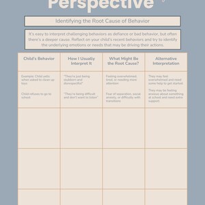 Shifting Perspectives on Child Behavior: Worksheets for Positive Parenting