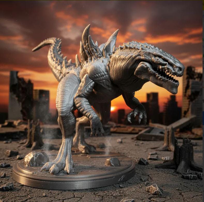 Godzilla Movie 1998 7 Inch Height Printed in Silver Color DIY