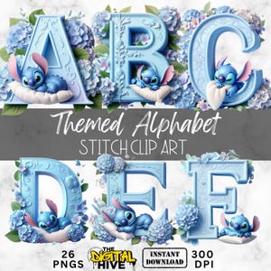 Stich Alphabet Clipart | Lilo & Stitch Inspirierte Buchstaben | Hochwertige PNG | Transparenter Hintergrund | Handwerk Sublimation | Babyparty Dekor