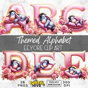 Eeyore Winnie The Pooh PNG Clipart Alphabet Bundle, Jungen und Mädchen Geburtstag, Babyparty, Sublimation, Disney Transparent, Raumdekor