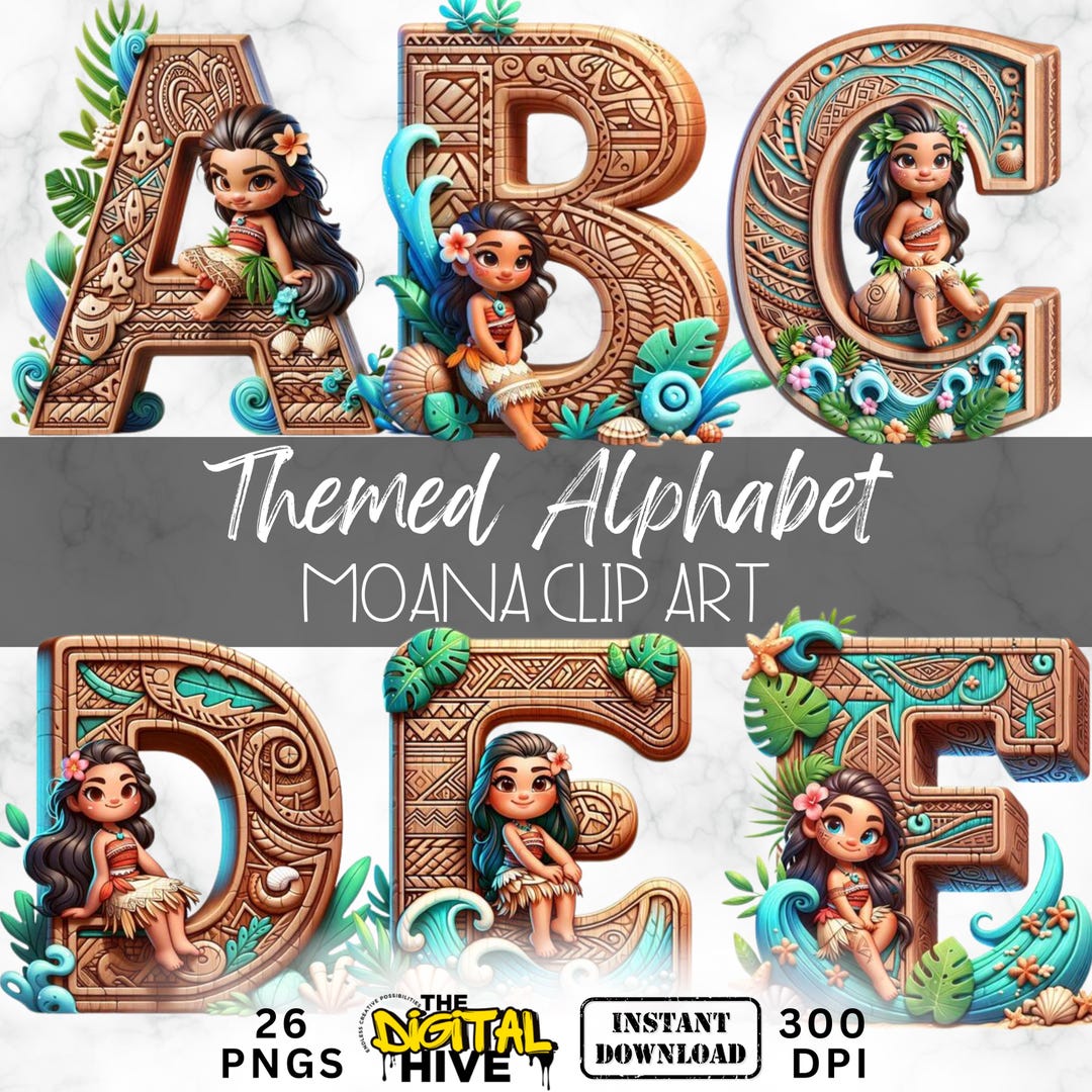Moana Alphabet Clipart | Moana Inspired Letters |high-quality PNG ...