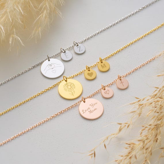 Initial Necklace 14k Gold Grandmother Necklace Grandma Necklace