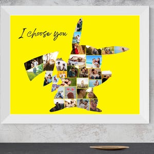 Collage de photos inspiré de Pokémon Pikachu, modèle modifiable, cadeau petit ami, cadeau d'anniversaire pour enfants, fête des pères, anniversaire de mariage, souvenir de famille