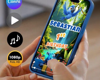 Rio Movie Inspired Animated Birthday Video Invitation: Editable Digital Invite