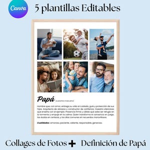 Plantillas Collage de fotos + Definición de Papá, Regalo Personalizzato para el Día del Padre Plantilla, Regalo para PAPÁ, Descarga Immediata