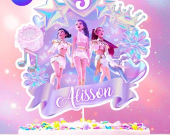 K-Pop Demon Hunters Cake Topper Template, Editable Printable Party Decor (Digital Download)