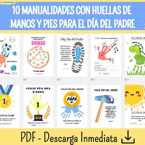 Handprint Templates for Dad, Daddy Art, Father's Day Handprint Crafts, Father's Day Activity for Kids, Footprint Craft for Daycare, SPANISH