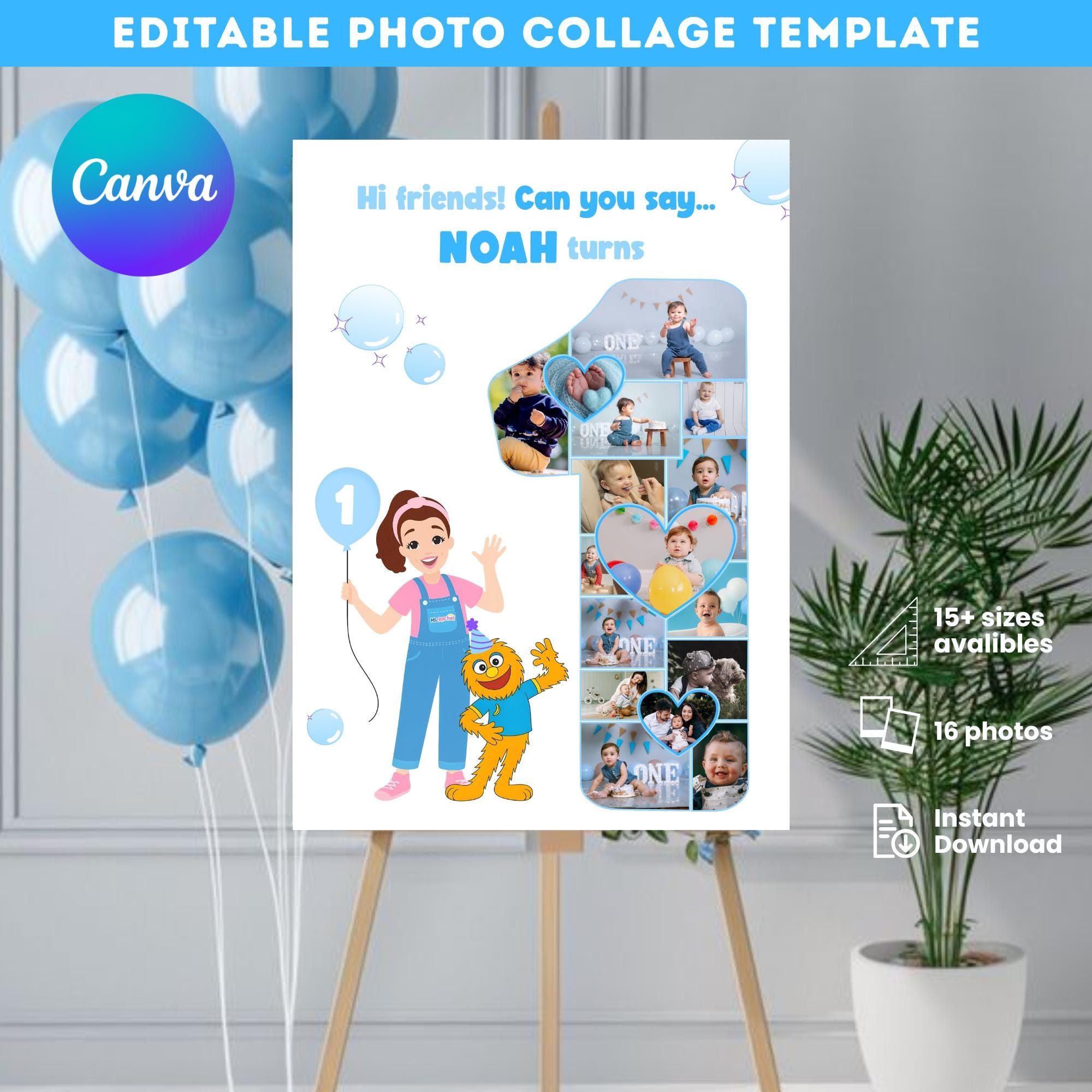 Welcome Rachell Ms. Rachel Inspired 1st Birthday Welcome Sign: Photo Collage (digital ...