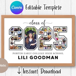 Graduation Photo Collage Template, Graduation Welcome Sign, Graduation Party Poster Display, Graduation Gift for Seniors Class of 2025 Canva