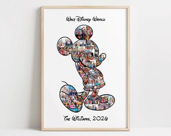 Collage de fotos de ratones, recuerdo de Disneyland. Plantilla personalizable de Canva (descarga digital).