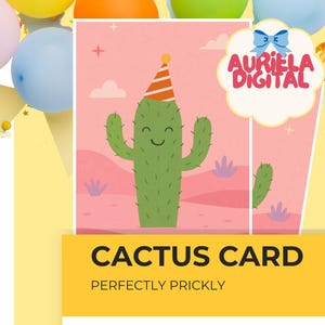 Carte d'anniversaire cactus, carte de voeux imprimable drôle, carte d'anniversaire parfaitement piquante