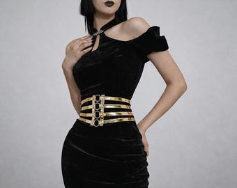 AWAYTR Women Skinny Belt Reversible Leather Belt - No Hole Belt Thin Waist Belt With Gold Buckle