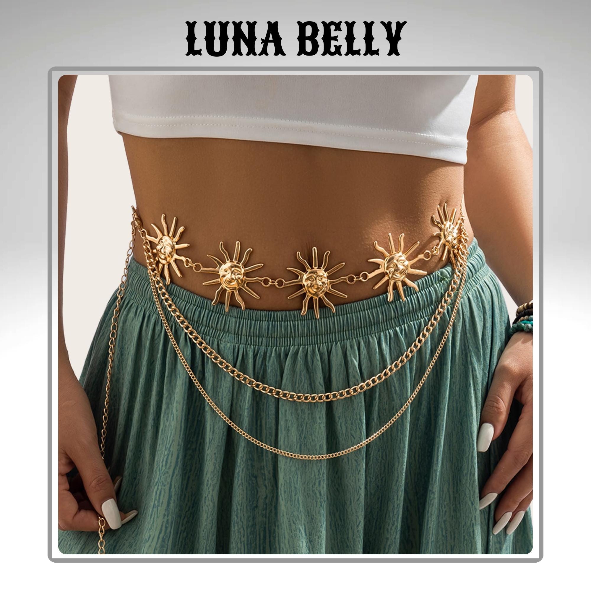 Multilayer Moon Sun  Celestial Waist Chain Metal Belts Moon Chain Belt - Etsy main image 3