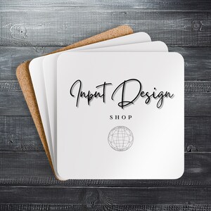 Input Design Cork Coasters, Minimalist Drink Coasters for Home, Personalized Gift, Barware Essentials, Housewarming Decor, Unique Coaster