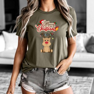 Merry Christmas Reindeer Tee, Holiday Shirt, Casual Christmas Gift, Festive Apparel, Gift for Him/Her, Holly Jolly Christmas