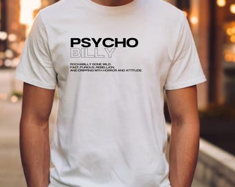 Camiseta de música PsychoBilly, camiseta de terror punk rockabilly, ropa urbana rebelde retro, moda rockabilly, estilo callejero Psychobilly