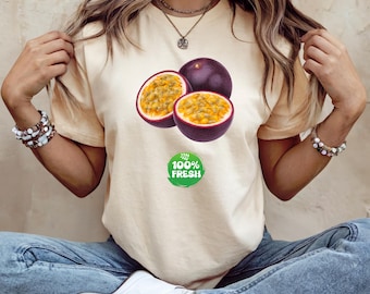 Passion Fruit T-Shirt, Summer Vibes Tee, Gift for Fruit Lovers, Stylish Summer Outfit, Tropical Mood T-Shirt, Delicious Tasty Shirt