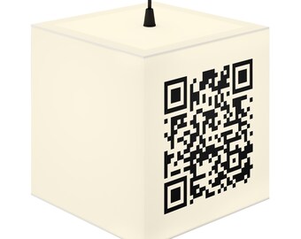 QR Code Light Cube Lamp | Minimal Modern Pendant Lighting, Soft Ambient Glow