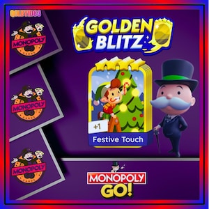 Festive Touch - Monopoly Go - Golden Blitz - 4 Star Stickers - Set 21 - Fast Delivery
