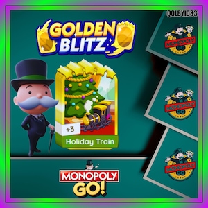 Holiday Train - Monopoly Go - Set 16 - 5 Star Sticker Golden Blitz - Fast Delivery