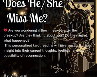 Does He/She Miss Me? | Love Tarot Reading | Breakup, Regret & Reconnection Insight – PDF Delivery