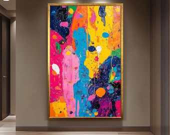 Neon Drip Pop Art Canvas Modern Abstract Wall Art Bold Colorful Urban Decor Contemporary Artwork for Edgy Trendy Interior Spaces