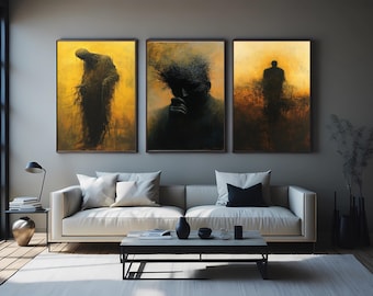 Abstract Shadow Figure Art Set: Gothic Modern Wall Decor
