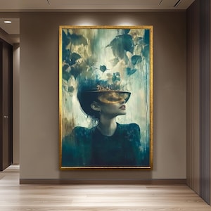 Surreal Woman Painting on Canvas, Dreamlike Abstract Portrait Art, Hand Painted Fantasy Wall Decor, Surreal Women Wall Art, Women DECOR