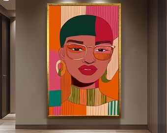 Pop Art Woman Portrait Canvas Bold Color Wall Art Modern Feminine Decor Vibrant Contemporary Artwork for Trendy and Stylish Interiors