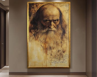 Vintage Leonardo da Vinci Style Art Print with Aged Sketch and Manuscript Texture for Renaissance Inspired Home or Study Decor Da Vinci Art
