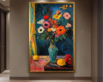 Matisse Style Floral Still Life Art Print: Colorful Vintage Home Decor