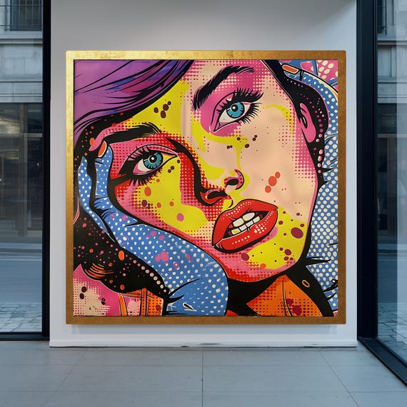Pop Art Woman Canvas Print: Colorful Retro Comic Style Portrait - Etsy
