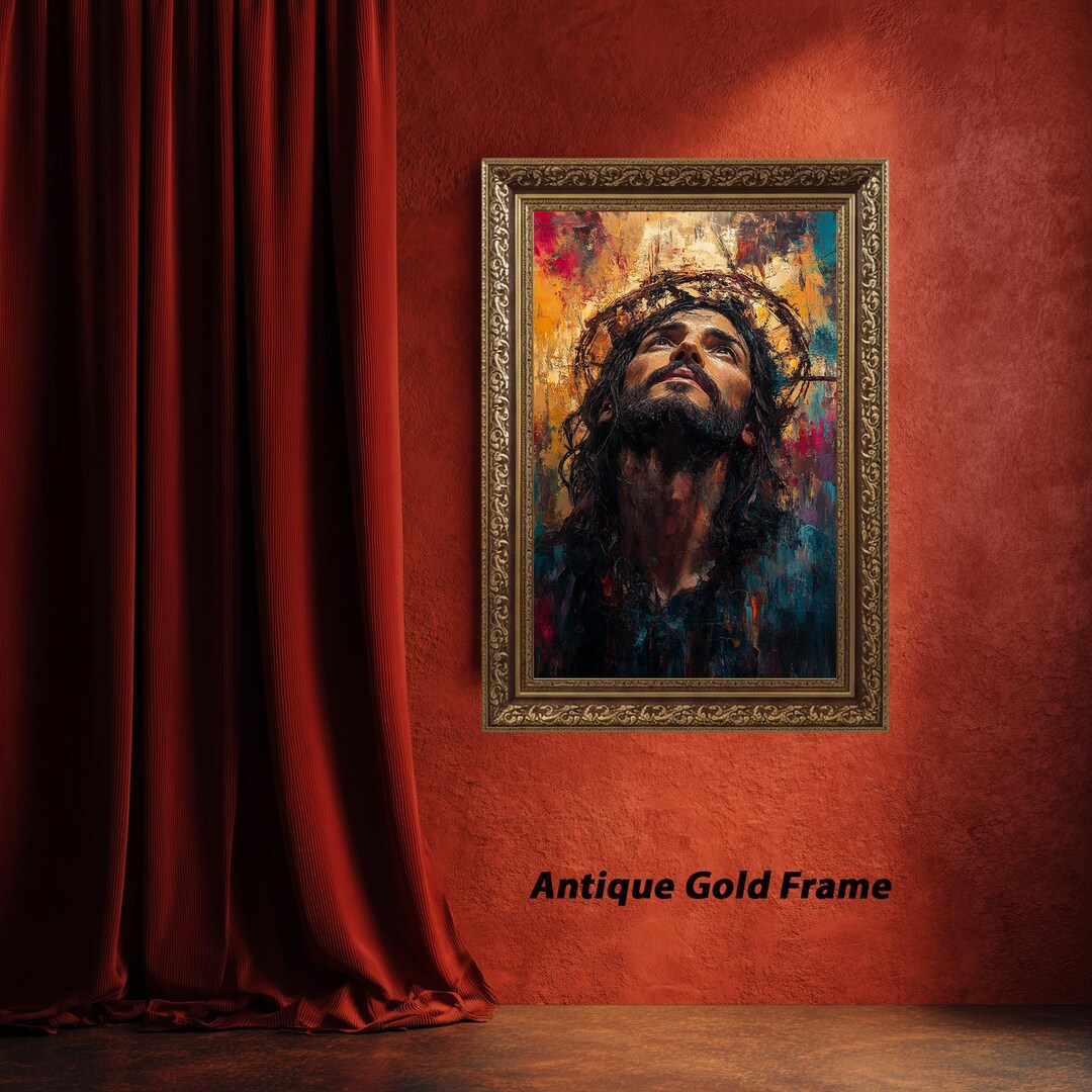 Jesus Crown of Thorns Canvas Print, Abstract Christian Wall Art ...