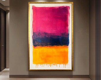 Mark Rothko Inspired Abstract Canvas Print | Pink Blue and Yellow Color Field Painting | Modern Minimalist Wall Art for Contemporary Decor