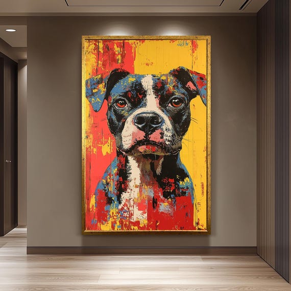 Colorful Boxer Dog Portrait – Modern Pop Art Canvas Print - Etsy